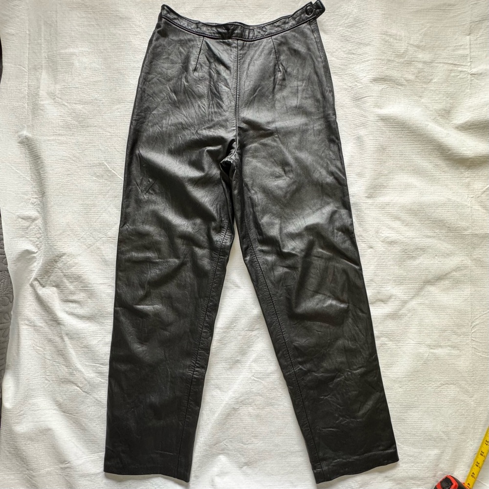 The Leather Ranch Black Pleated Leather Trousers